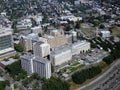 Aerial view Harborview Medical Center and Park along the highway in downtown Seattle Royalty Free Stock Photo