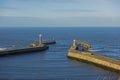 Aerial view of harbour entrance with wall Royalty Free Stock Photo