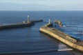 Aerial view of harbour entrance with wall Royalty Free Stock Photo