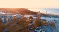 Aerial view of Harbour and lighthouse in Kolobrzeg, Poland. Royalty Free Stock Photo