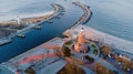 Aerial view of Harbour and lighthouse in Kolobrzeg, Poland. Royalty Free Stock Photo