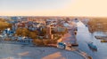 Aerial view of Harbour and lighthouse in Kolobrzeg, Poland. Royalty Free Stock Photo