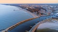 Aerial view of Harbour and lighthouse in Kolobrzeg, Poland. Royalty Free Stock Photo