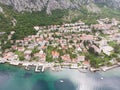 Aerial view Harbour and small town at Boka Kotor bay, Boka Kotorska , Montenegro, Europe