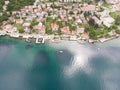 Aerial view Harbour and small town at Boka Kotor bay & x28;Boka Kotorska& x29;, Montenegro, Europe