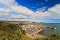 Aerial view of harbour at Stonehaven bay, Aberdeenshire Royalty Free Stock Photo