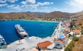 Aerial view of the harbour and village Korissia, Tzia