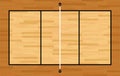 Aerial View of Hardwood Volleyball Court Illustration