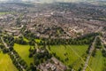 Aerial view of Harrogate town centre and The Stray