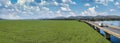 aerial view, of Hartbeespoort dam, ecological disaster with water hyacinth plants Royalty Free Stock Photo