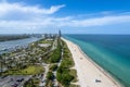 Aerial view of the Haulover beach on a bright sunny day