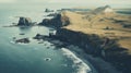 Aerial View Of Headland With Retro Filter And Duotone Color Scheme