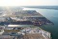 Aerial view of an heady industy area along the Lake Ontario in Hamilton Ontario, Canada