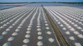 Aerial view Heap of sea salt in original salt farm Royalty Free Stock Photo