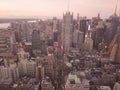 Aerial View in the heart of Manhattan, New York City with Timessquare Street View and Tall Skyscraper Canyon Royalty Free Stock Photo