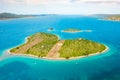 Aerial view of heart shape island Galesnjak in Dalamatia near Zadar, Croatia. Transparent and turquoise blue water of