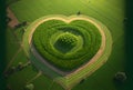 Aerial View of Heart Shaped Crop Circles - Generative AI