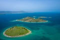 Aerial view of heart shaped island of Galesnjak in Zadar archipelago. Dalmatia region of Croatia