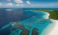 Aerial View of a Heart-Shaped Island in the Ocean with piers