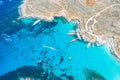 Aerial view from the height of the heavenly Blue Lagoon on the island of Comino Malta Royalty Free Stock Photo