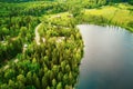 Aerial view of Helgtrask lake in Sipoonkorpi national park of Finland