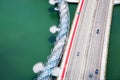 aerial view of Helix bridge and traffic Singapore