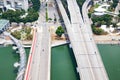 aerial view of Helix bridge and traffic Singapore