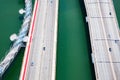 aerial view of Helix bridge and traffic Singapore