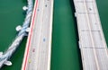 aerial view of Helix bridge and traffic Singapore