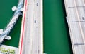 aerial view of Helix bridge and traffic Singapore