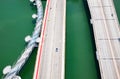 aerial view of Helix bridge and traffic Singapore