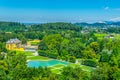 Aerial view of the Hellbrunn palace and surrounding park near Salzburg, Austria....IMAGE Royalty Free Stock Photo