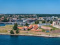 Aerial View of Helsingor old town city in Denmark. Royalty Free Stock Photo