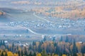 Aerial view of hemu village in autumn