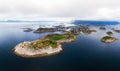 Aerial view of Henningsvaer fishing village on Lofoten islands in Norway