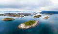 Aerial view of Henningsvaer fishing village on Lofoten islands in Norway Royalty Free Stock Photo