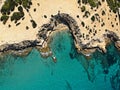 Aerial view of Cala Escondida, Ibiza.