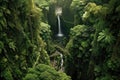 aerial view of a hidden waterfall in dense forest Royalty Free Stock Photo