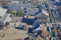 Aerial view of Higashi Honganji and Kyoto downtown cityscape