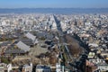 Aerial view of Higashi Honganji and Kyoto downtown cityscape