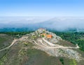 Aerial View High Fog Near Santuario da Peninha