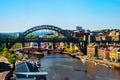 Aerial view of the High Level Bridge in Newcastle upon Tyne, UK