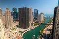 Aerial view of High rise buildings in Downtown Chicago along Lake Michigan coast Royalty Free Stock Photo