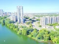 Aerial view high-rise condo buildings along Colorado River near Royalty Free Stock Photo