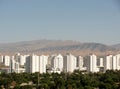 Aerial view of Ashgabat and Kopet Dag mountain range. Turkmenistan Royalty Free Stock Photo