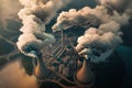 Aerial view of high smoke stacks with smoke emission. Problems of ecology. AI generated Royalty Free Stock Photo