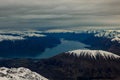 aerial view of high snowcaped mountain in queenstown south island new zealand