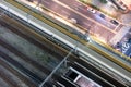 Aerial view of high-speed train motion blur rapid with traffic Royalty Free Stock Photo