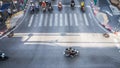 A aerial view of the high traffic on a street intersection with.