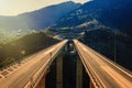 Aerial view on the highest Metsovitikos Bridge Royalty Free Stock Photo